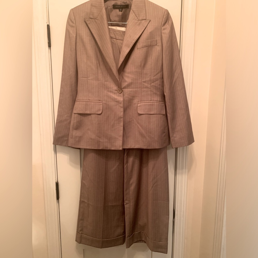 Tan, pin striped Anne Klein pants suit